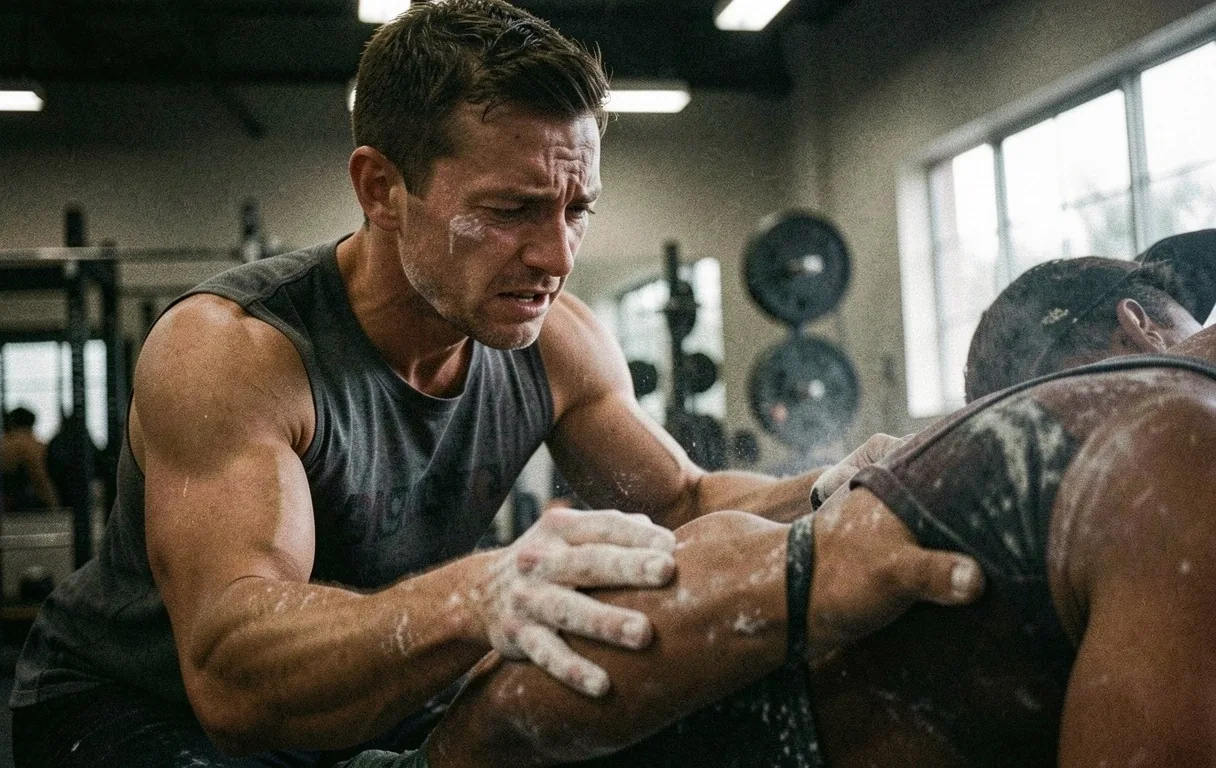 Athlete in intense physical training
